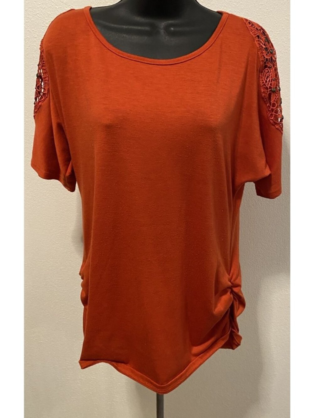 Candy Rain Maternity Womens Size L Top Short Sleeve Embroidery